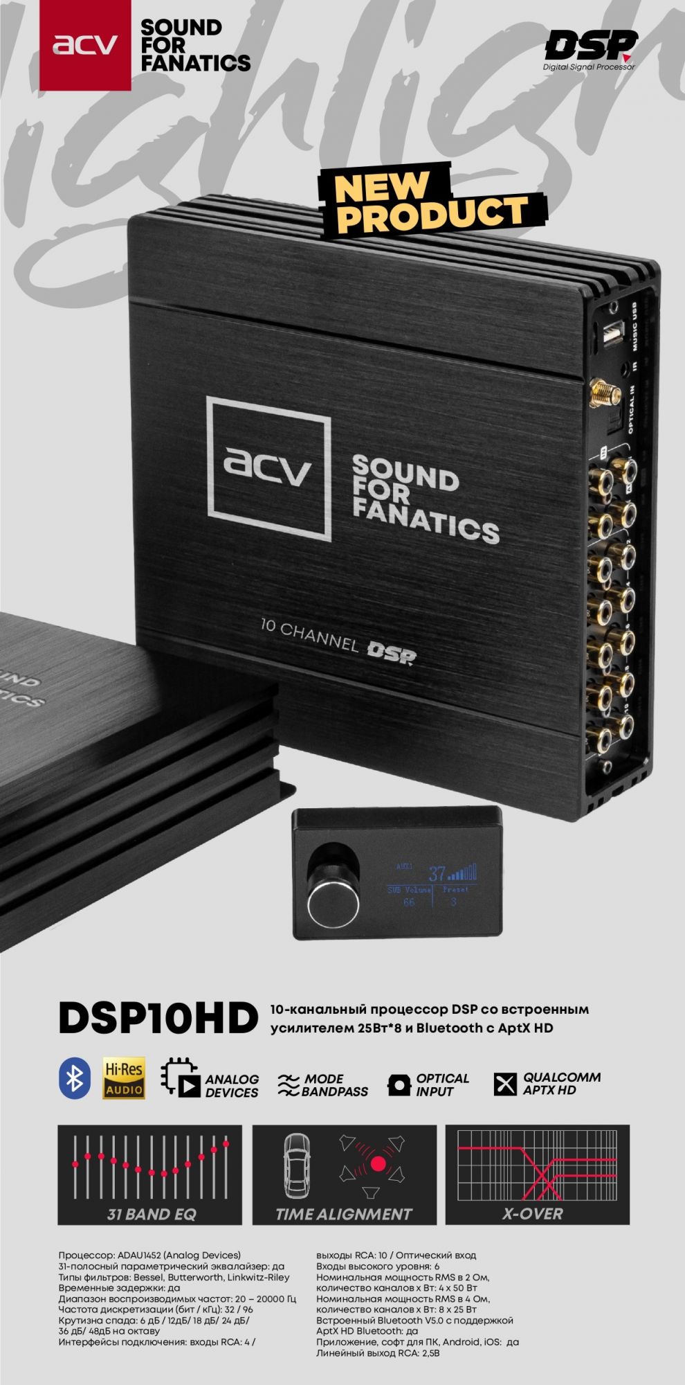 10-канальный процессор DSP со встроенным усилителем DSP10HD