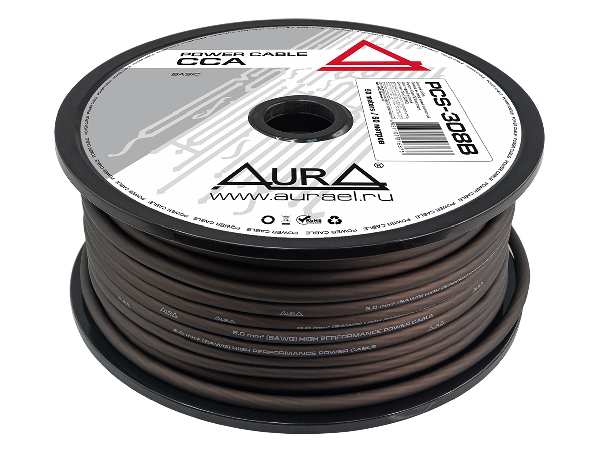 Кабель силовой AURA PCS-308B  8GA черный