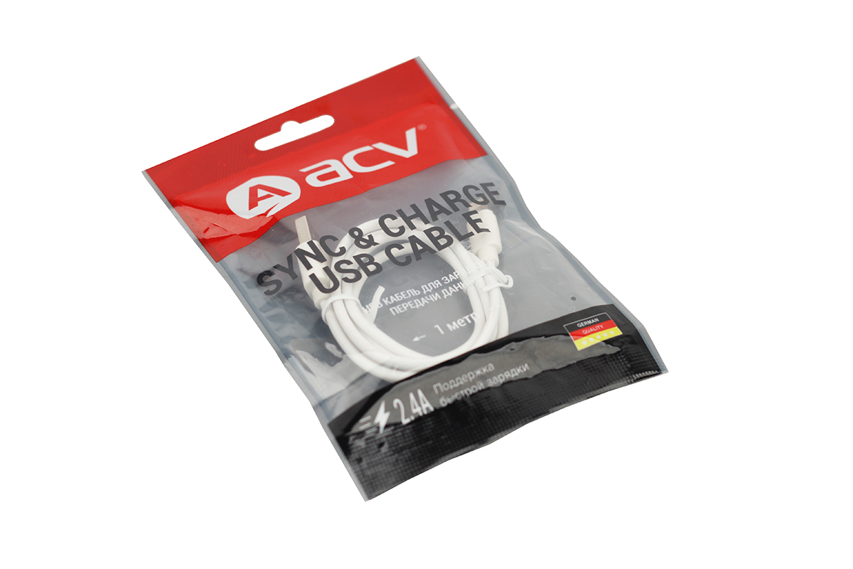 Кабель ACV USB->iPhone USB-L1WH 8-pin Lighting/2.4A/1m