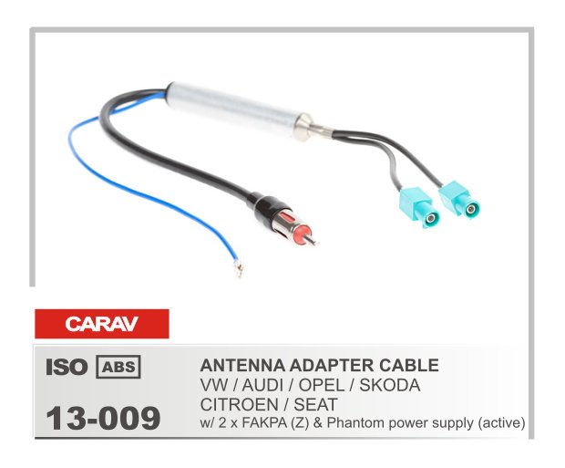 CARAV ISO 13-009 VW/AUDI/OPEL/SKODA/CITROEN/SEAT антенный адаптер