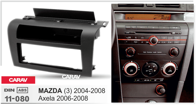 Рамка CARAV 11-080 (1-DIN с карманом для а/м MAZDA (3) 2004-2008)