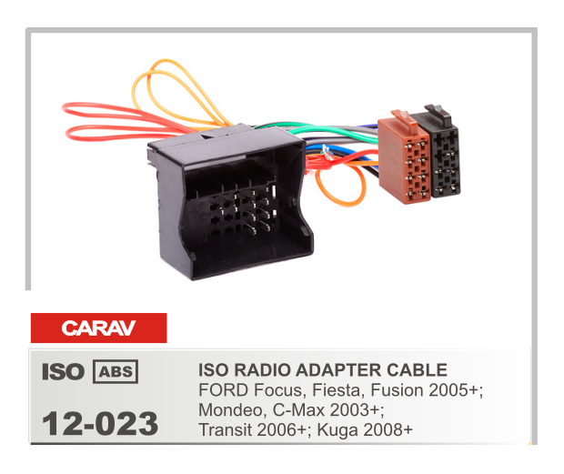 Переходник CARAV ISO FORD Focus, Fiesta, Fusion (2005+); Mondeo, C-Max (2003+); Transit (2006+); Kuga (2008+) 12-023