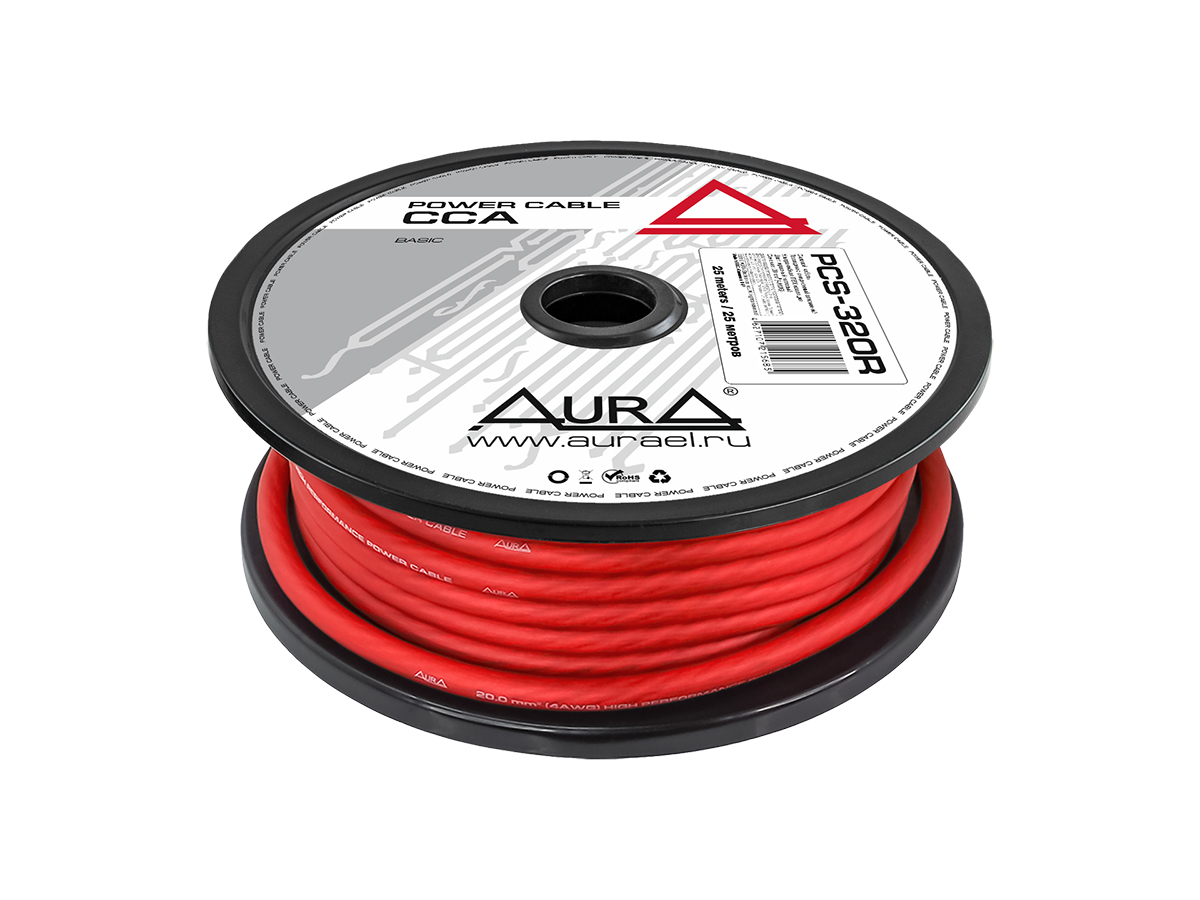 Кабель силовой AURA PCS-320R  4GA красный